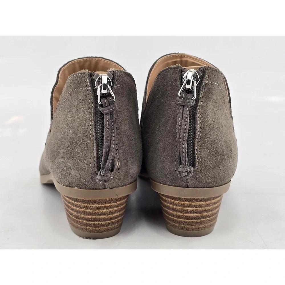 Kenneth Cole Reaction Sideway Ankle Boots Women 6 Grey Suede Zip Back